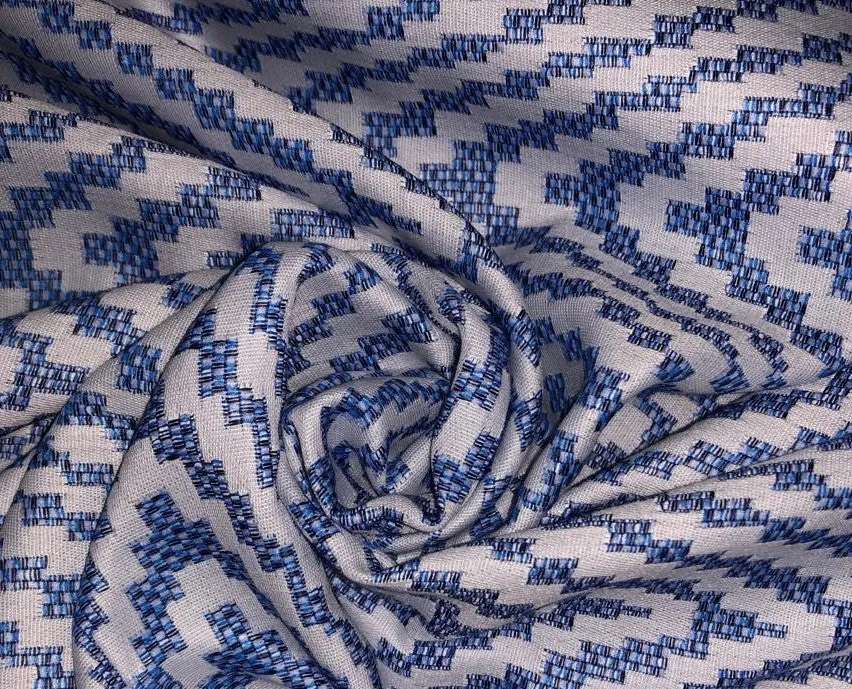 100% Cotton jacquard  Fabric 58" wide mill made available in 2 colors blue and denim blue