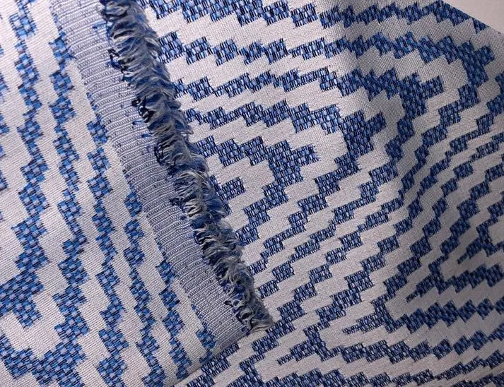 100% Cotton jacquard  Fabric 58" wide mill made available in 2 colors blue and denim blue