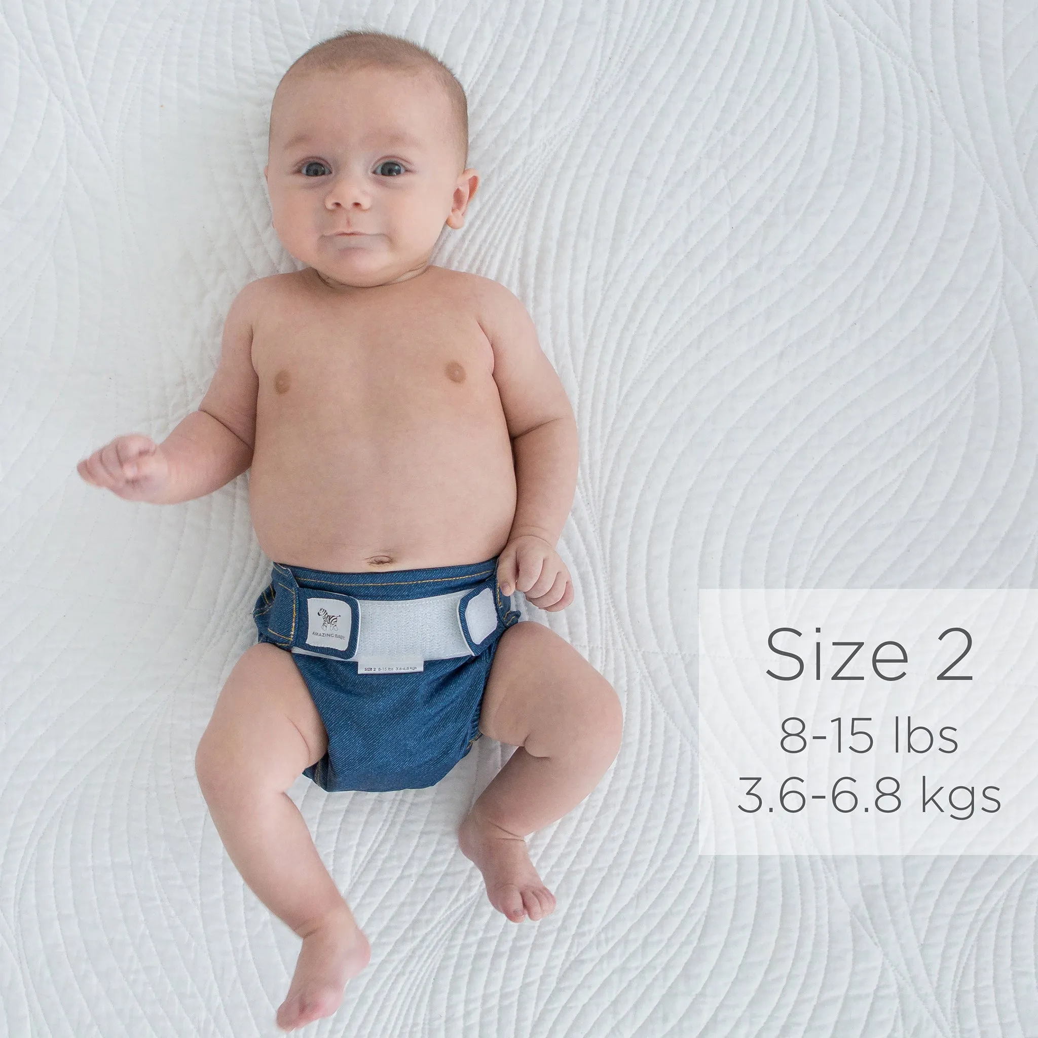 Amazing Baby Swim Diaper, Hybrid Cloth Diaper with Pocket-Sling, Use in the Pool without Insert, Use out of Pool with Boosties Disposable or Reusable Insert, Polyester, Blue Jeans