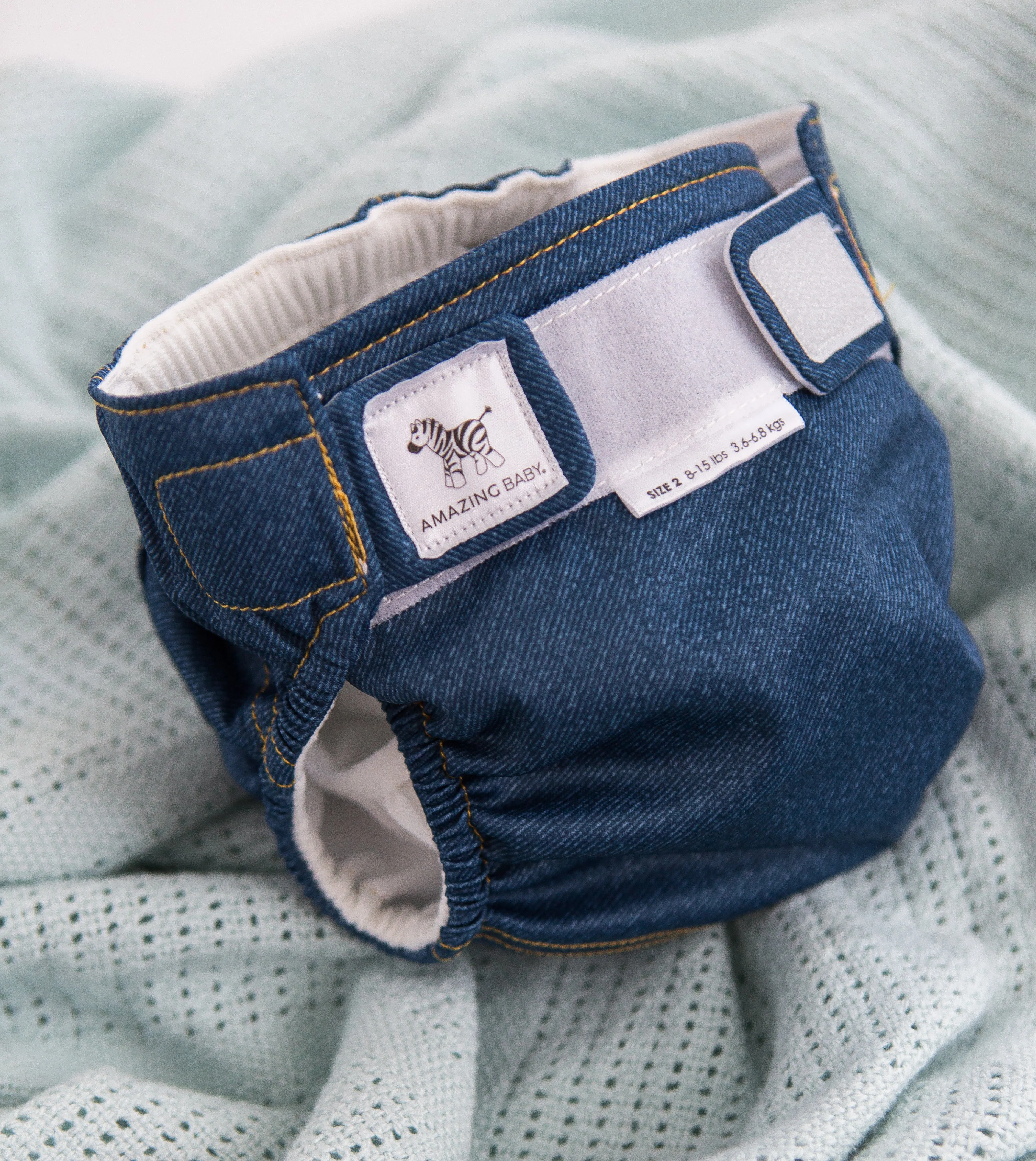 Amazing Baby Swim Diaper, Hybrid Cloth Diaper with Pocket-Sling, Use in the Pool without Insert, Use out of Pool with Boosties Disposable or Reusable Insert, Polyester, Blue Jeans