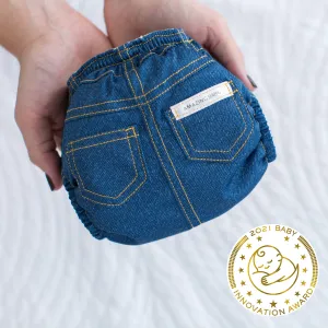 Amazing Baby Swim Diaper, Hybrid Cloth Diaper with Pocket-Sling, Use in the Pool without Insert, Use out of Pool with Boosties Disposable or Reusable Insert, Polyester, Blue Jeans