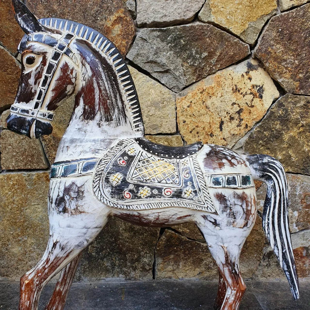 Antique Large Carved Wooden Horse