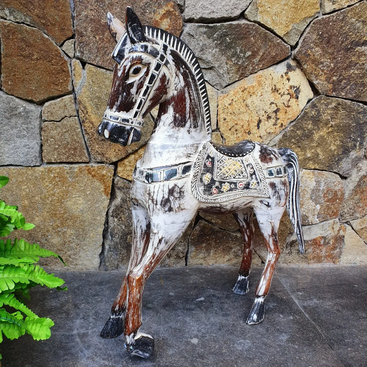 Antique Large Carved Wooden Horse