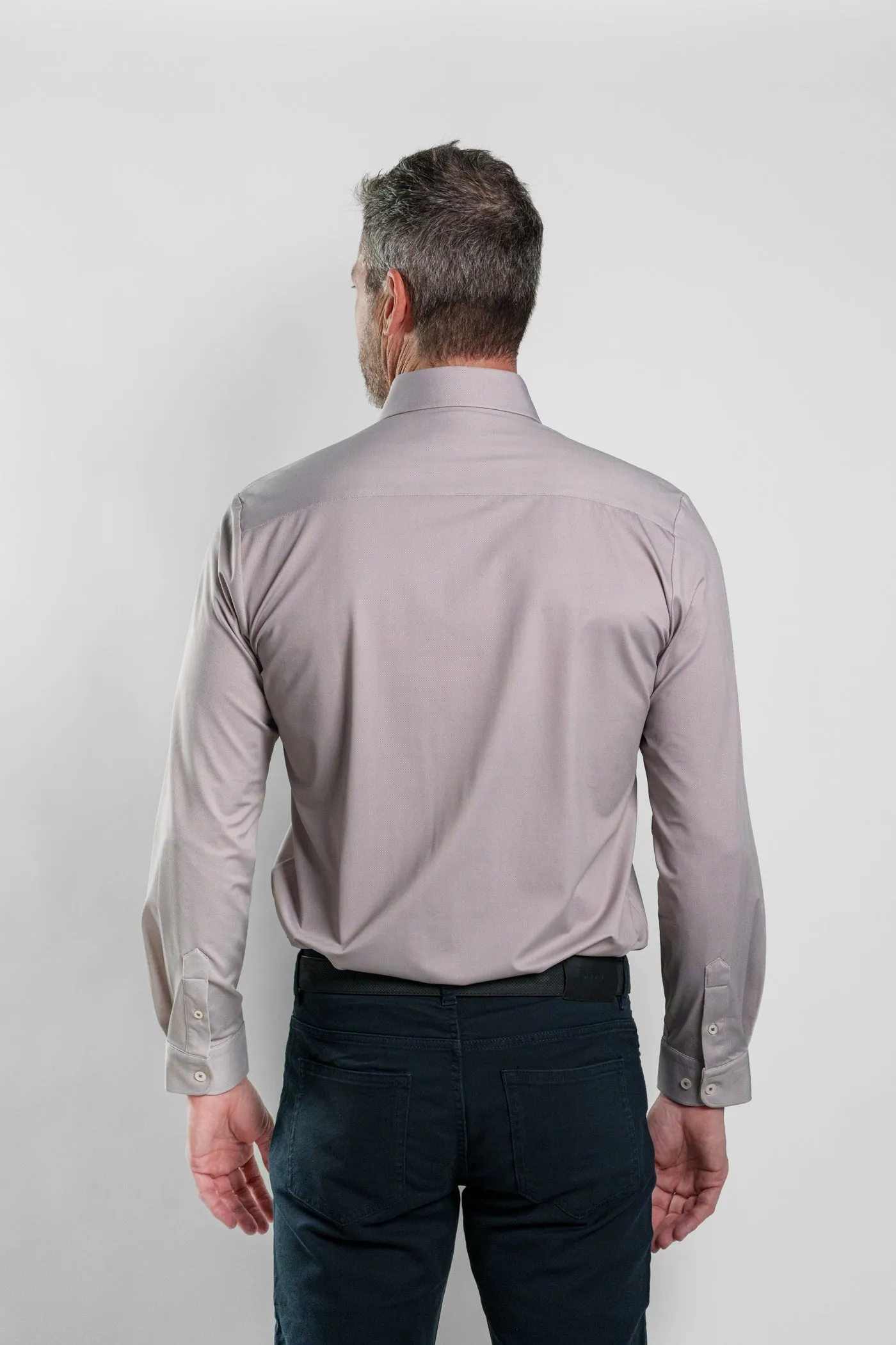 APEX - Dark Brown Birdseye Long Sleeve Shirt