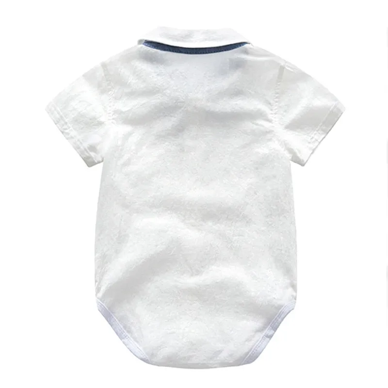 Baby Boy Clothes Summer Gentleman Birthday Suits Newborn Party Dress Soft Cotton Solid Romper   Belt Pants Infant Toddler Set