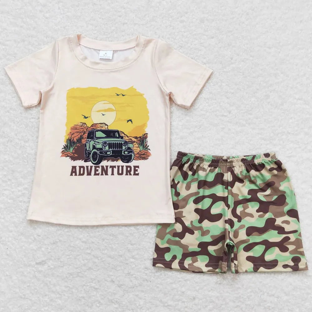 Baby Boys Clothes Adventure Shirts Tops Camo Shorts Sets BSSO0314