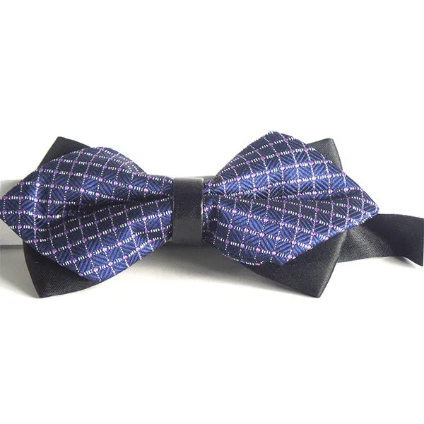 Blue Pre-Tied Diamond Point Formal Bow Ties