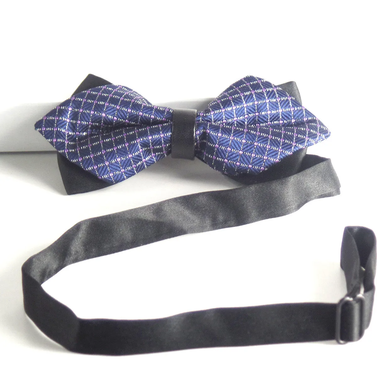 Blue Pre-Tied Diamond Point Formal Bow Ties