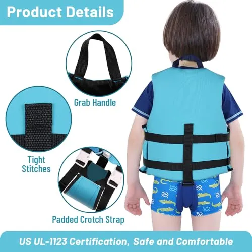 Boglia Toddler Swim Vest, Floaties for Kids, Swim Flotation with Adjustable Safety Strap for Children,20-30 lbs Age 1-3