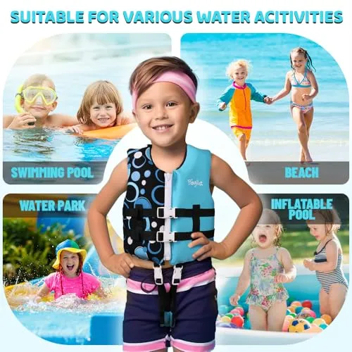 Boglia Toddler Swim Vest, Floaties for Kids, Swim Flotation with Adjustable Safety Strap for Children,20-30 lbs Age 1-3