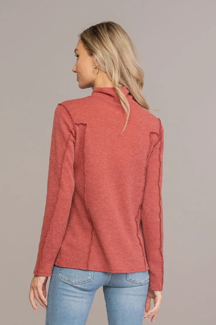 Brick Layers Mock Neck Long Sleeve Top