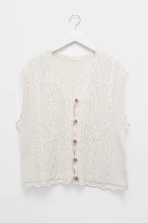 CABLE KNIT COTTON VINTAGE VEST TOP