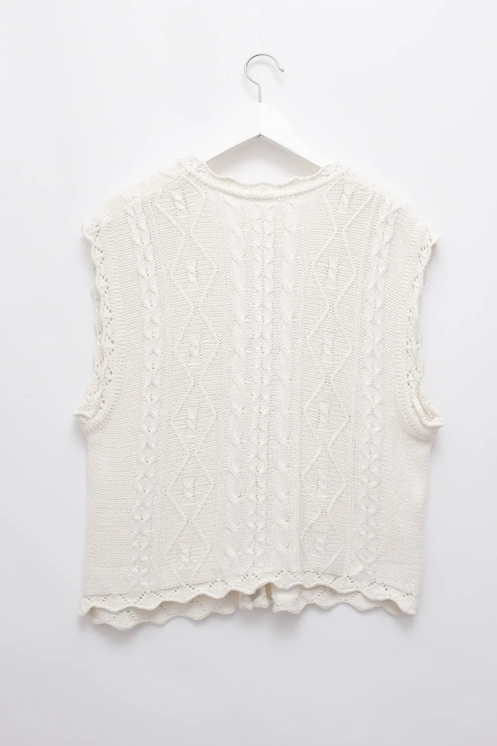 CABLE KNIT COTTON VINTAGE VEST TOP