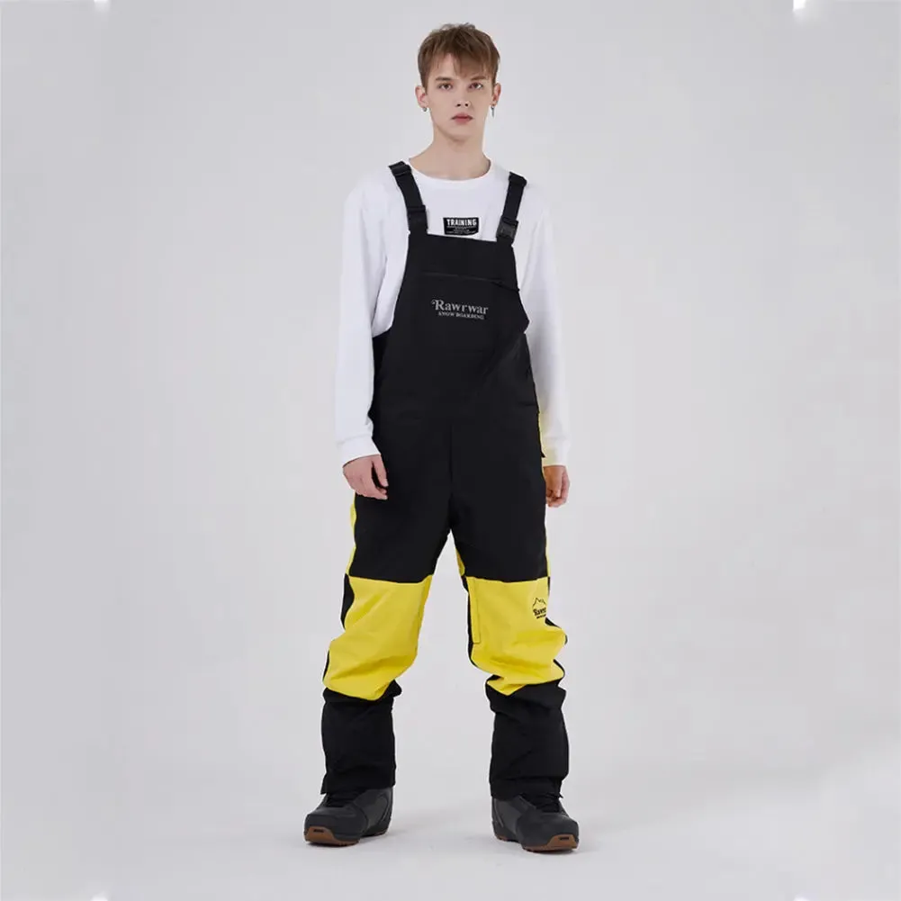 Classical Colorblock Men Insulated Snow Snowboard Bibs