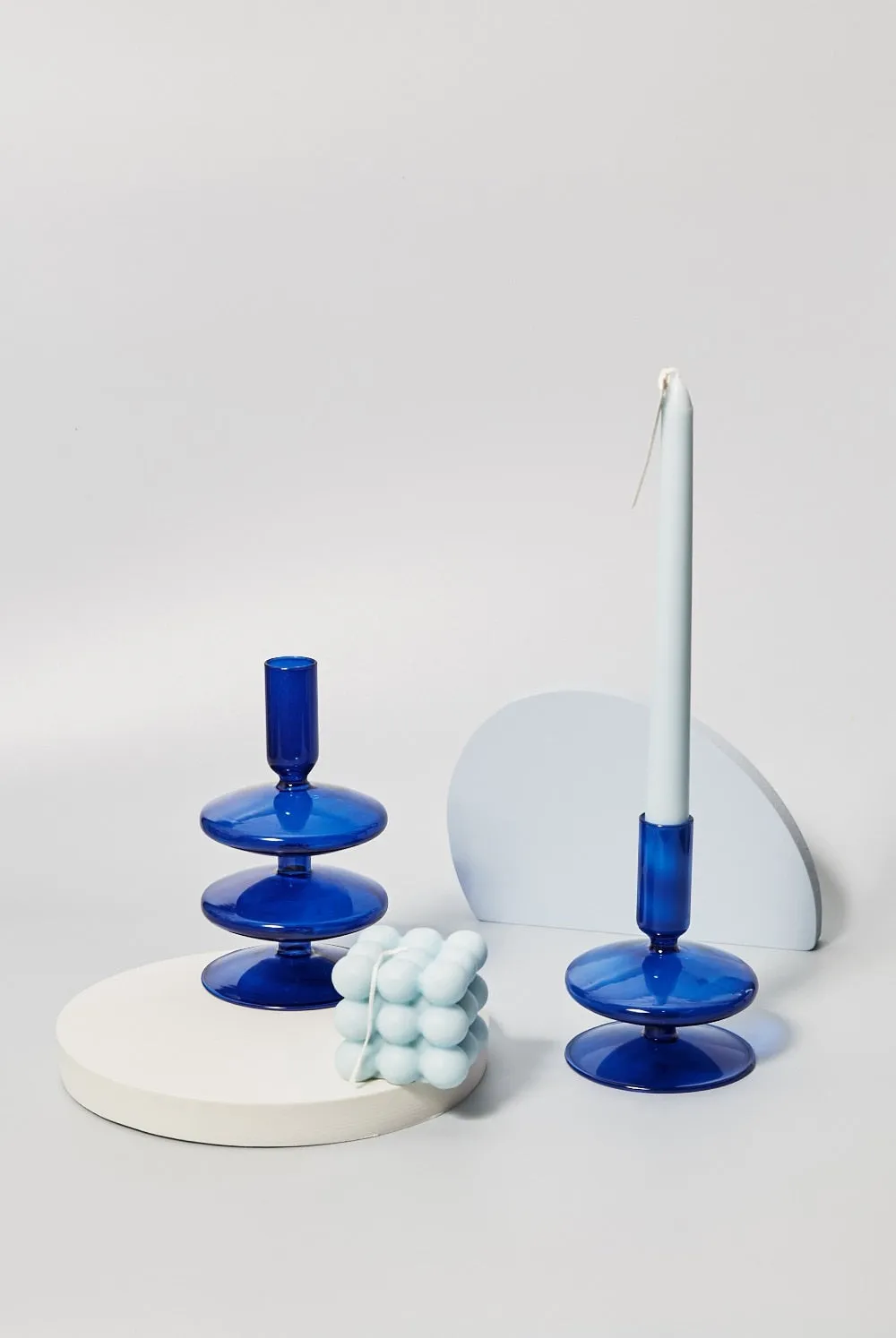 Cobalt Blown Glass Candle Holders