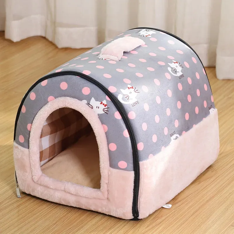 Comfortable Indoor Dog and Cat Bed with Removable Cushion and Non-Slip Base