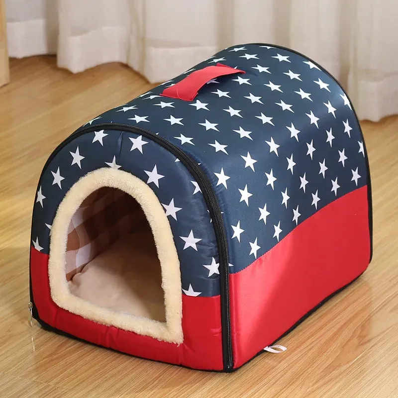 Comfortable Indoor Dog and Cat Bed with Removable Cushion and Non-Slip Base