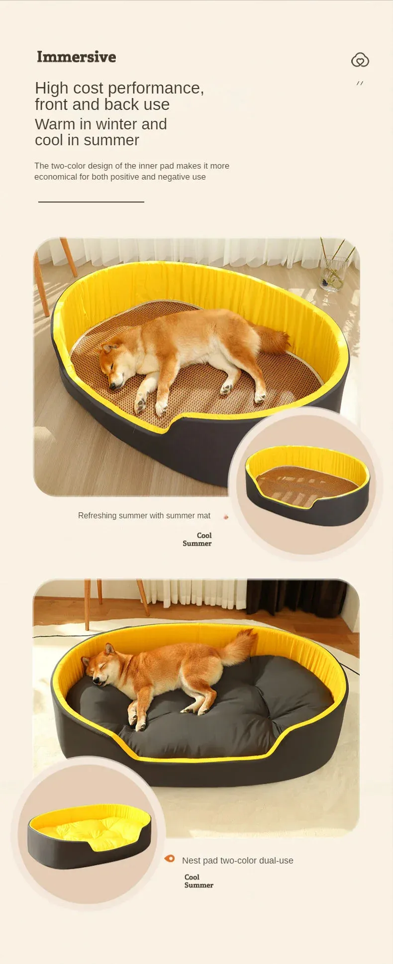 Comfortable Pet Bed for All Seasons - Ideal for Dogs and Cats