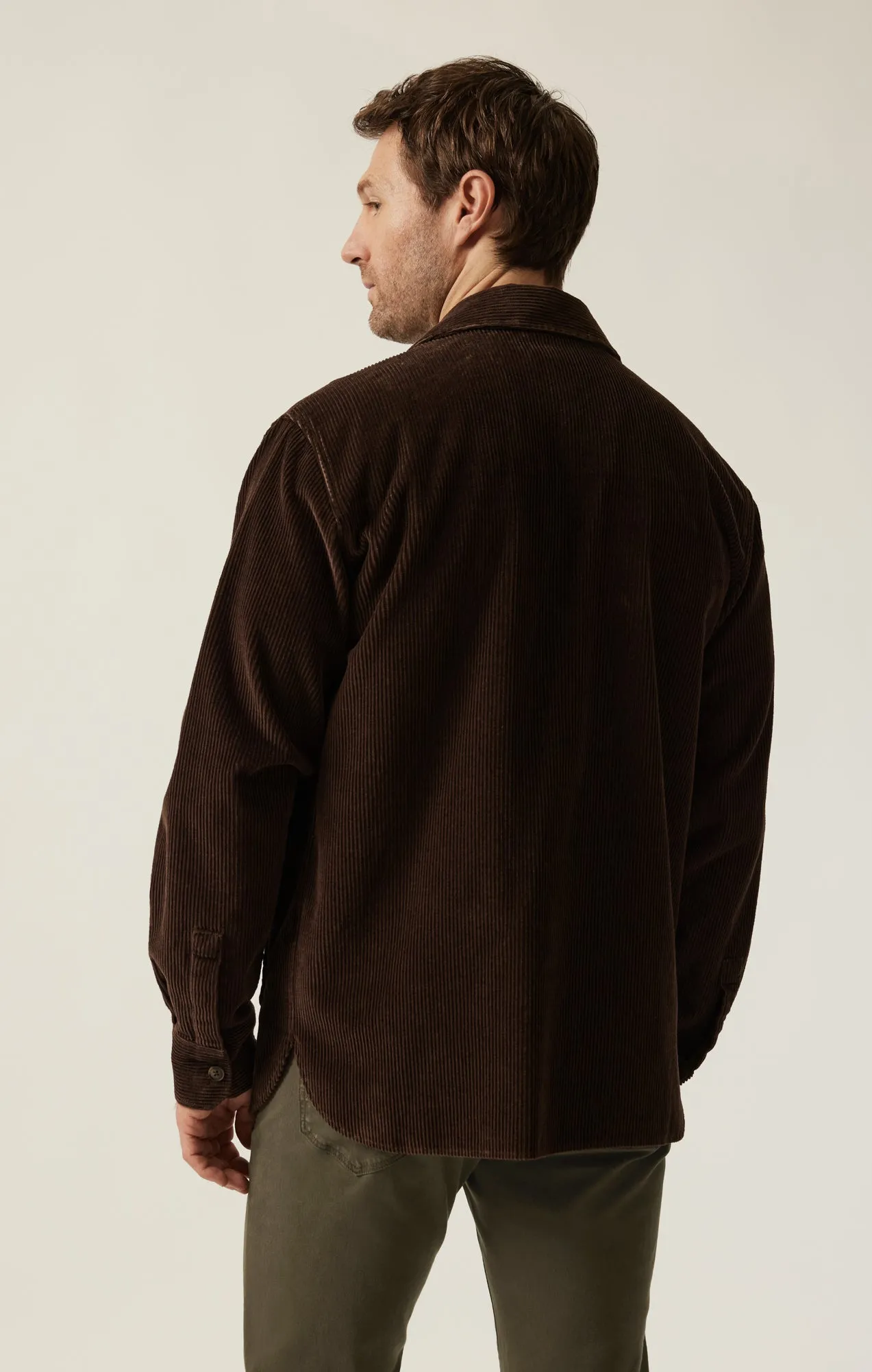 Corduroy Overshirt in Chocolate Brown