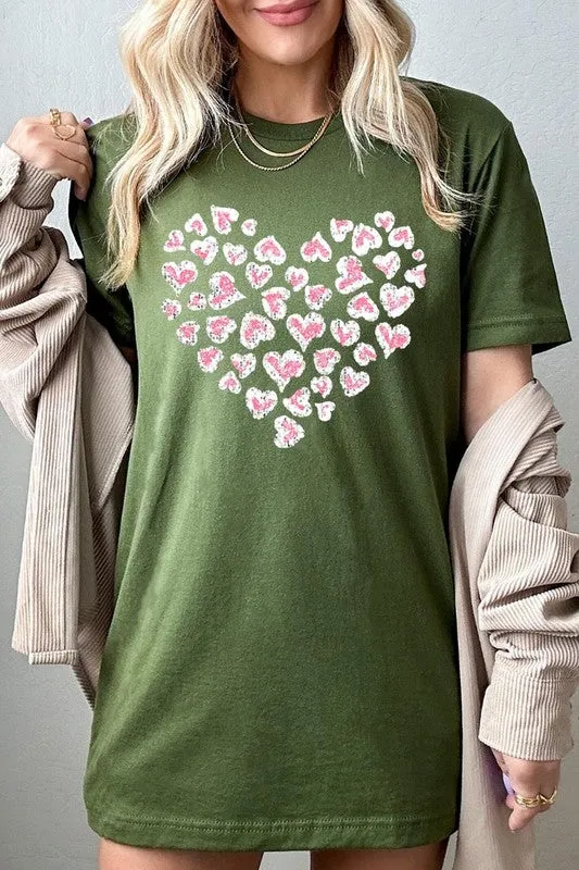 Faux Sequins Leopard Heart Graphic Tee