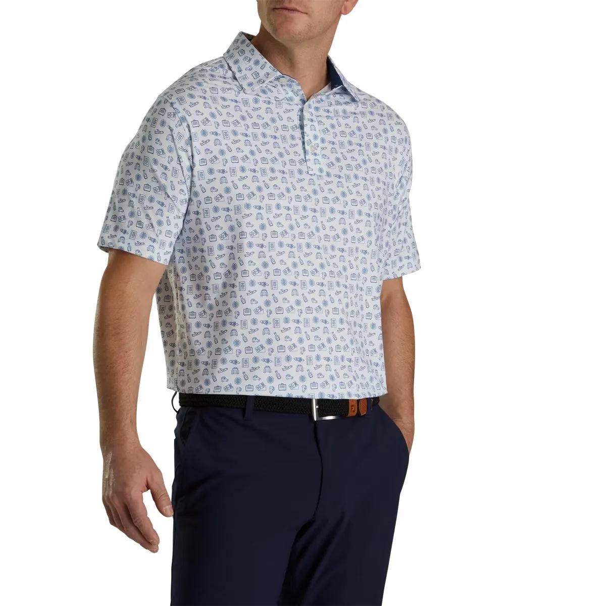 FootJoy Lisle Travel Print Self Collar Self Collar Golf Polo