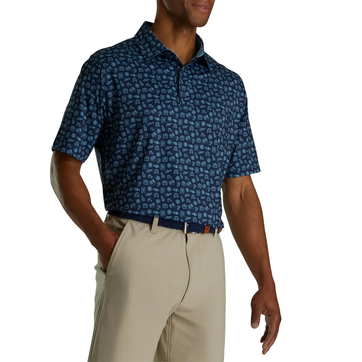 FootJoy Lisle Travel Print Self Collar Self Collar Golf Polo