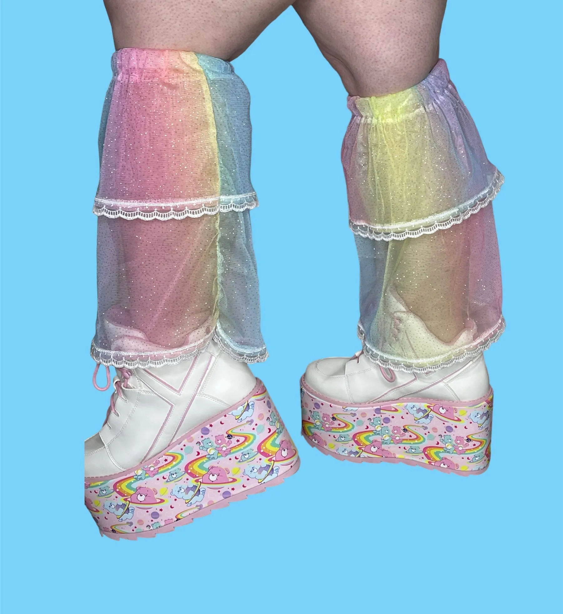 Glitter Rainbow Tulle Leg Warmers