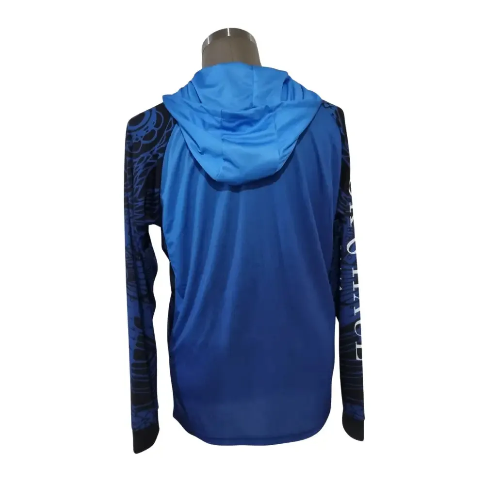 Hook And Haul | Hook-It Range Double Blue Hooded Fishing Shirt