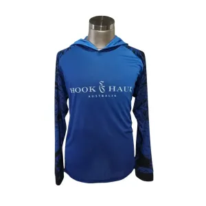 Hook And Haul | Hook-It Range Double Blue Hooded Fishing Shirt