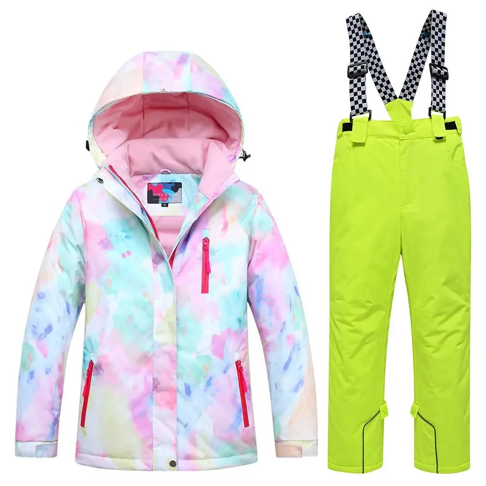 Hotian Girl Snow Jackets & Pants Set Insulated Suits