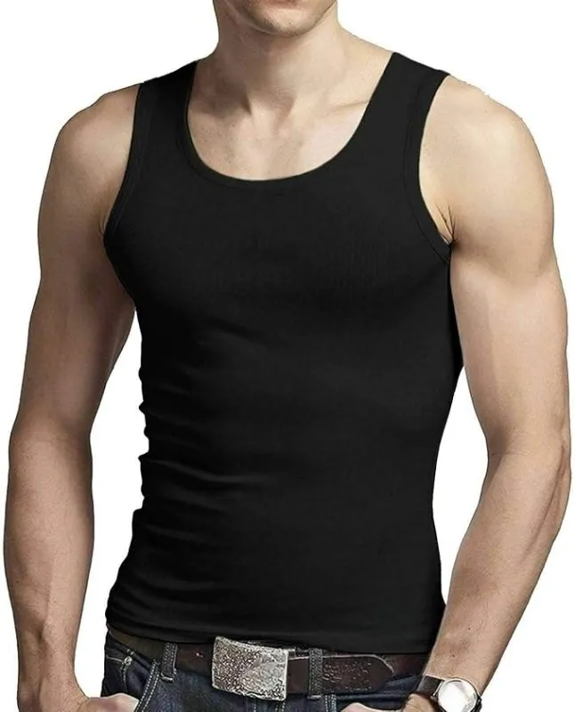 ITRAT® Men's Cotton Vests Tank Tops Sleeveless Plain Breathable Slim Fit Summer Top Vest Everyday Athletic wear, Easy Fit Men Workout Shirts (Pack 1)