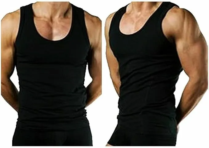 ITRAT® Men's Cotton Vests Tank Tops Sleeveless Plain Breathable Slim Fit Summer Top Vest Everyday Athletic wear, Easy Fit Men Workout Shirts (Pack 1)