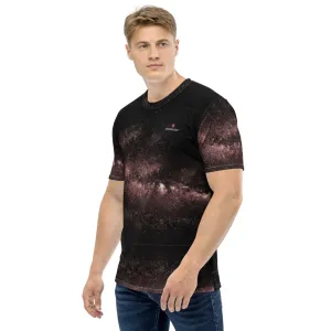 Light Pink Galaxy Men's T-shirt, Space Galaxies Astrology Tees For Men-Made in USA/EU/MX