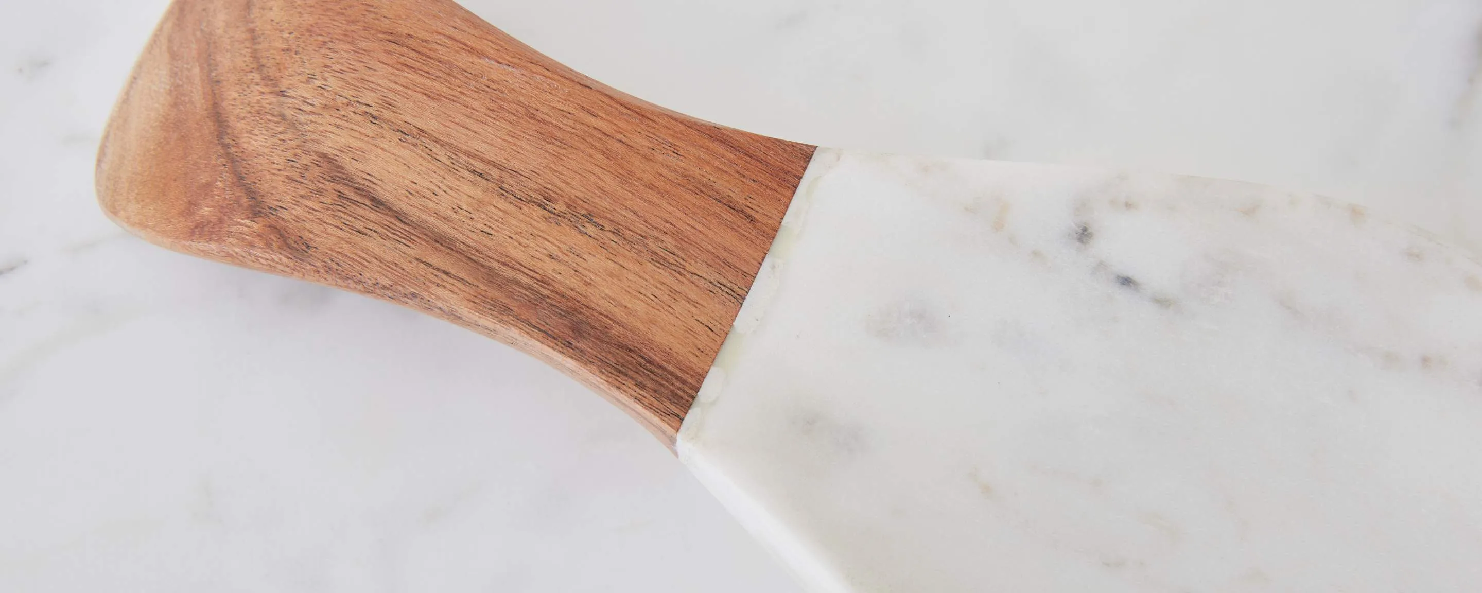 marble and acacia wood spoon rest