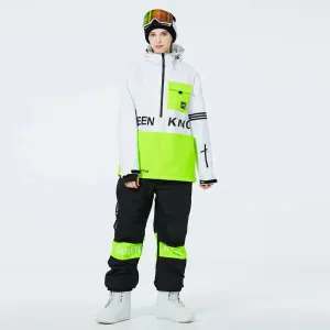 Matched Couple Half-zip Hooded Ski Jacket & Baggy Pants Set 