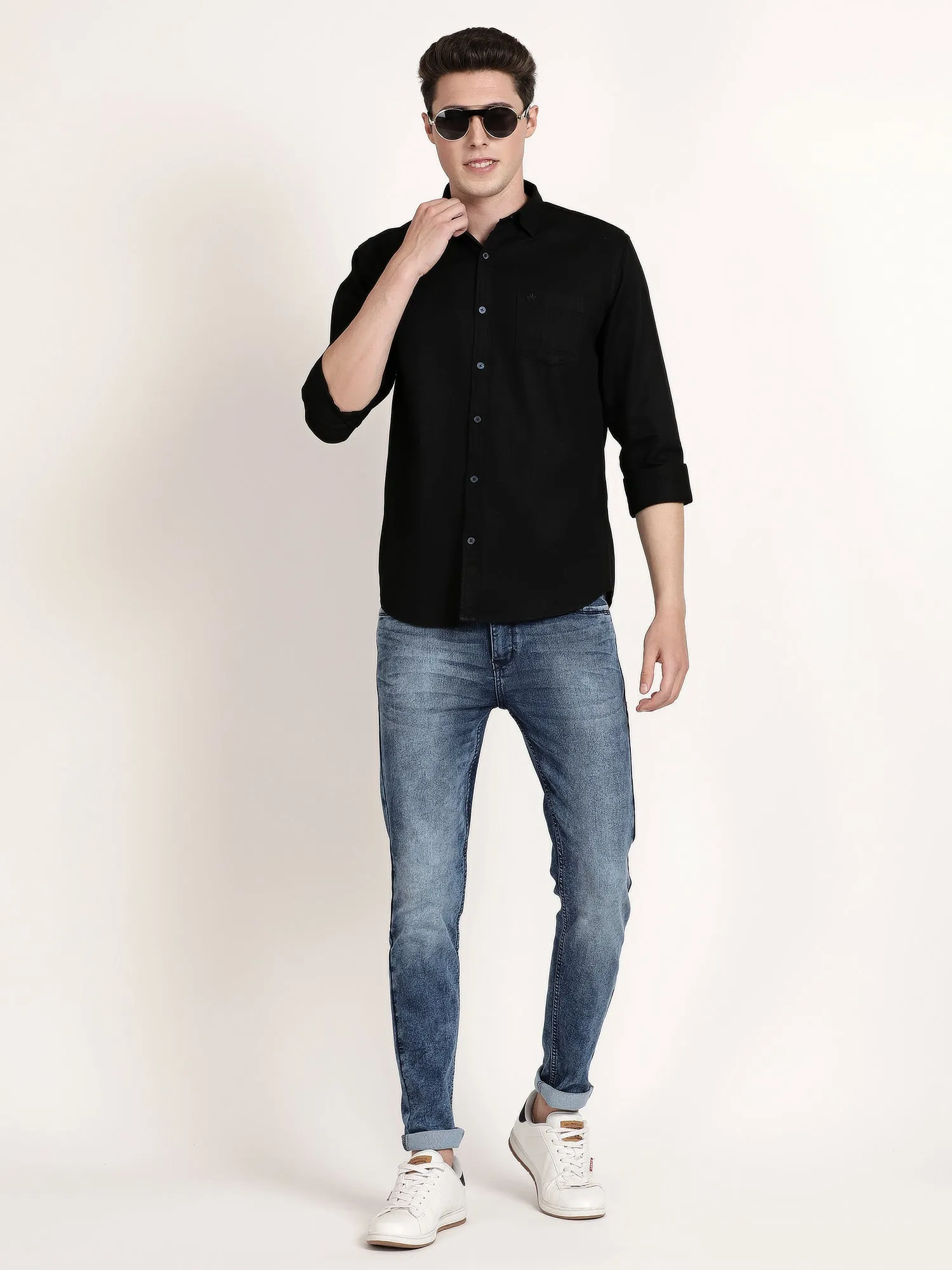 Men Black Solid Formal Shirt (GBHM5025)