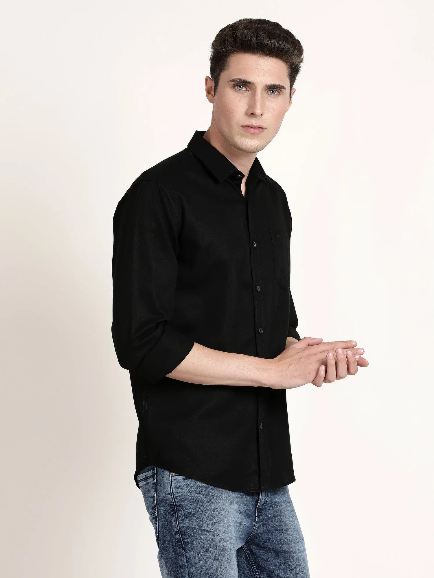 Men Black Solid Formal Shirt (GBHM5025)