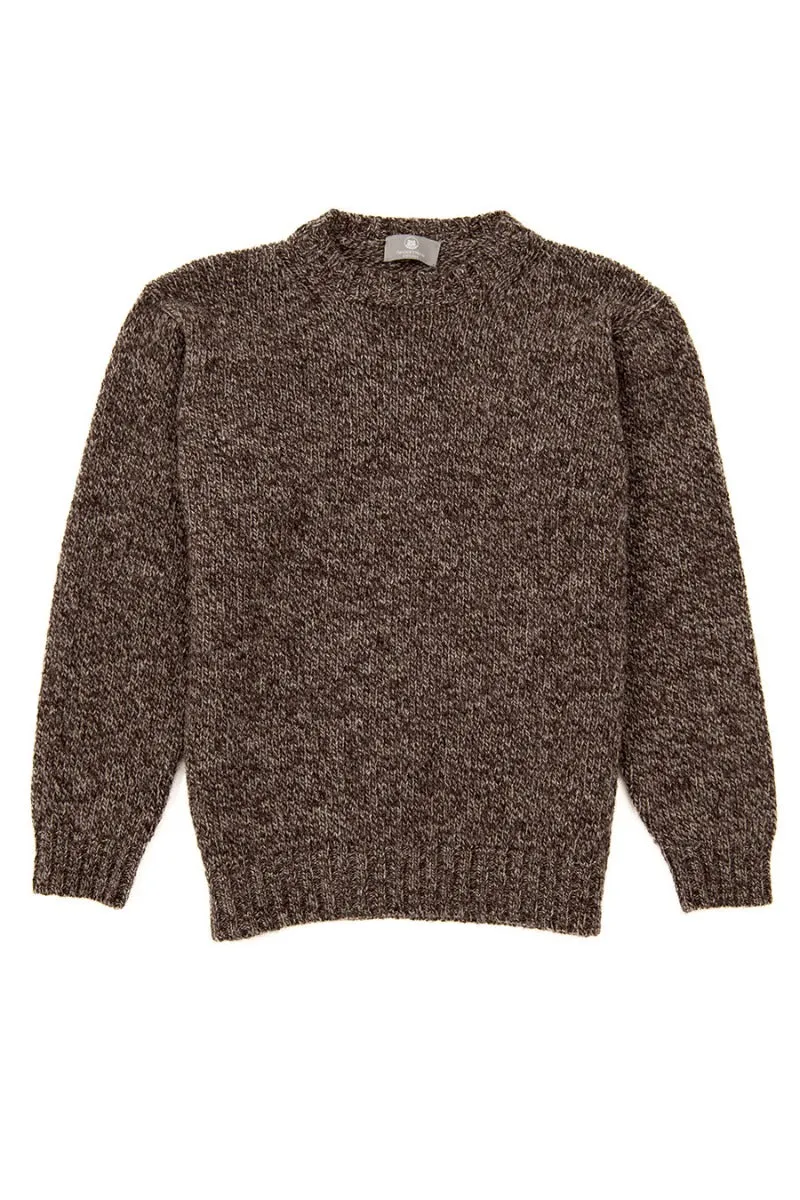 Mens Chunky Crew Neck Jumper - Natural brown