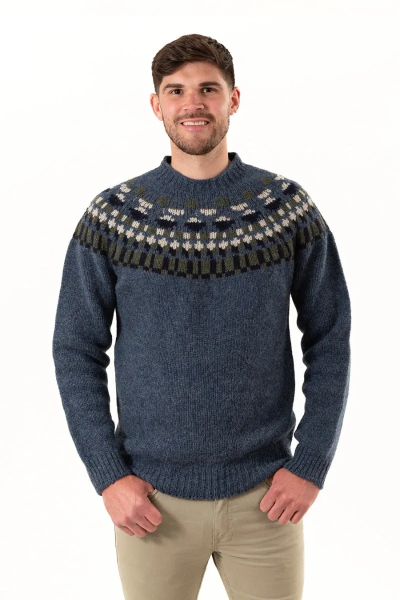 Mens Fair isle Staffa Yoke Jumper - Blue