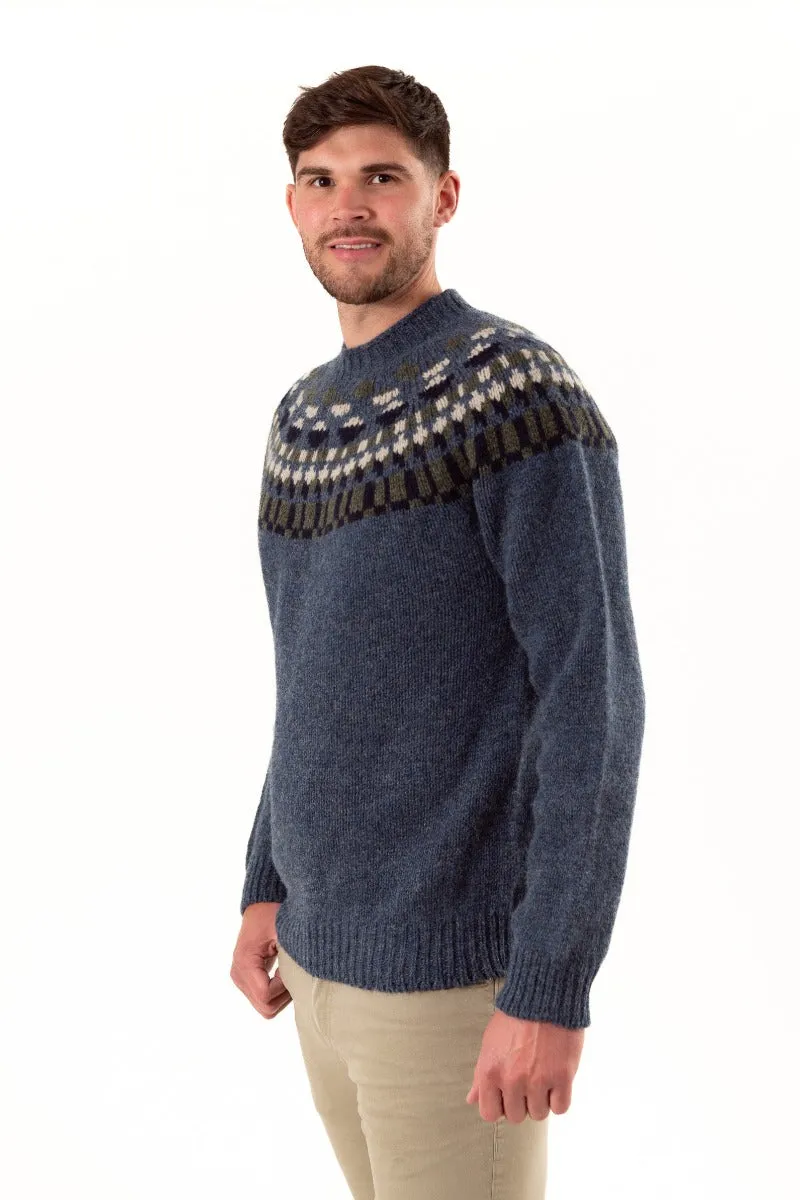 Mens Fair isle Staffa Yoke Jumper - Blue