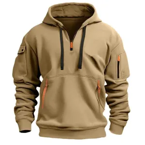 Men's Hoodie With Zipper & Multiple Pockets