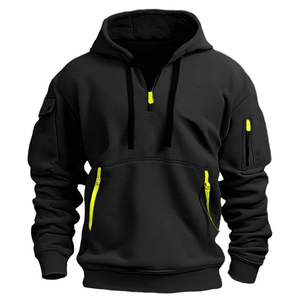 Men's Hoodie With Zipper & Multiple Pockets