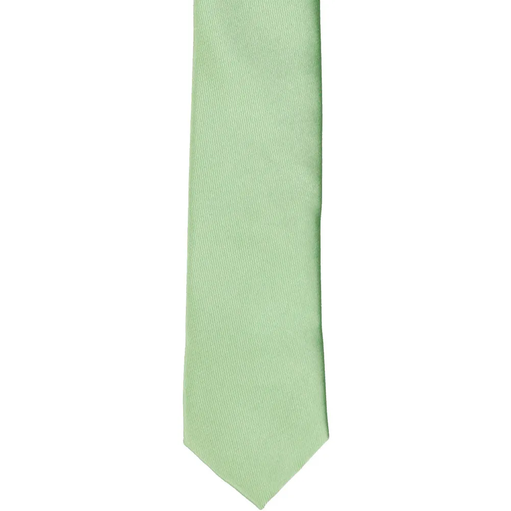 Mint Green Skinny Solid Color Necktie, 2" Width