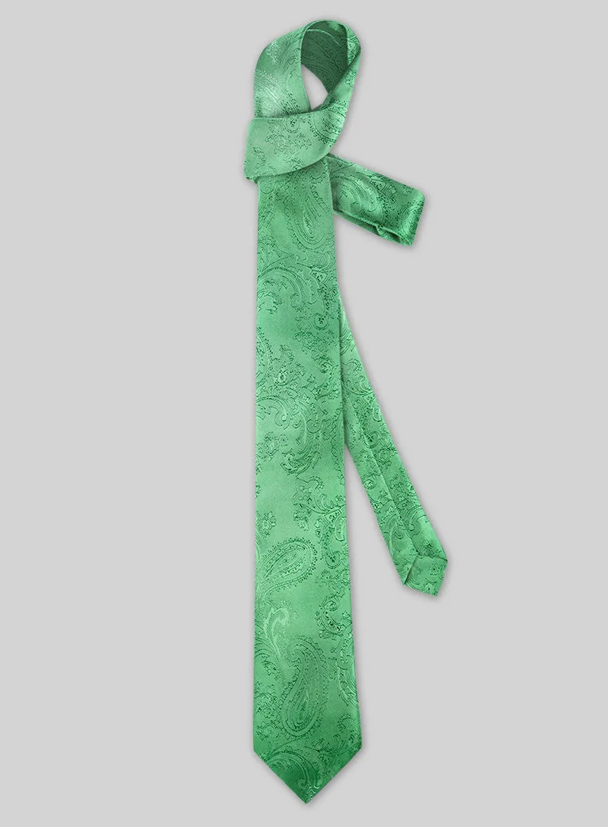 Paisley Cuban Green Satin Tie