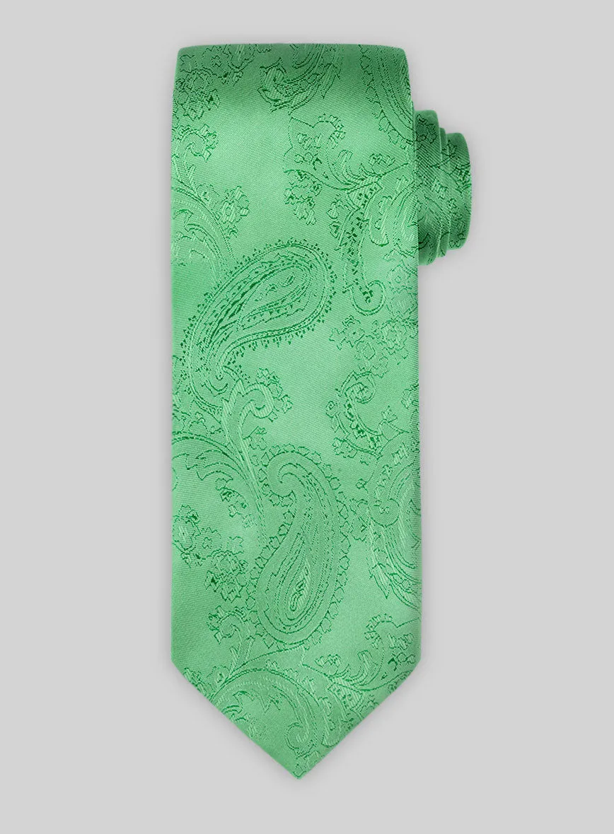 Paisley Cuban Green Satin Tie