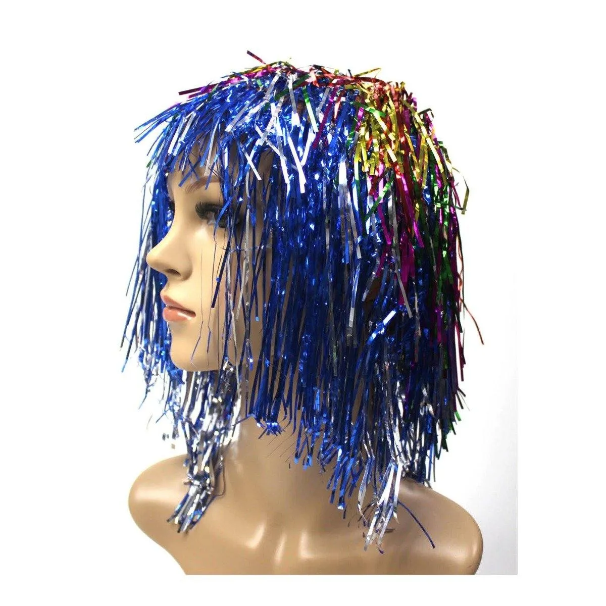 Rainbow Tinsel Wig