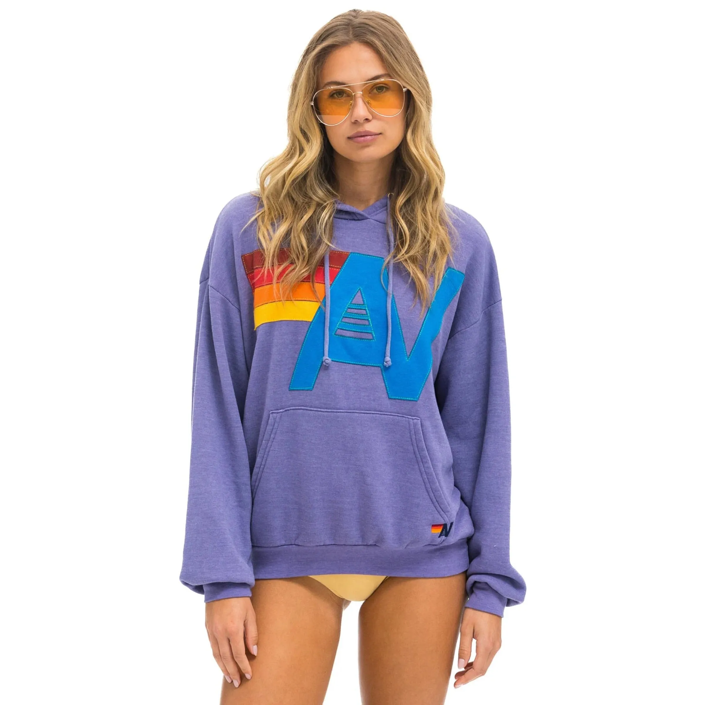 Relaxed Logo Stitch Pullover Hoodie Lavender