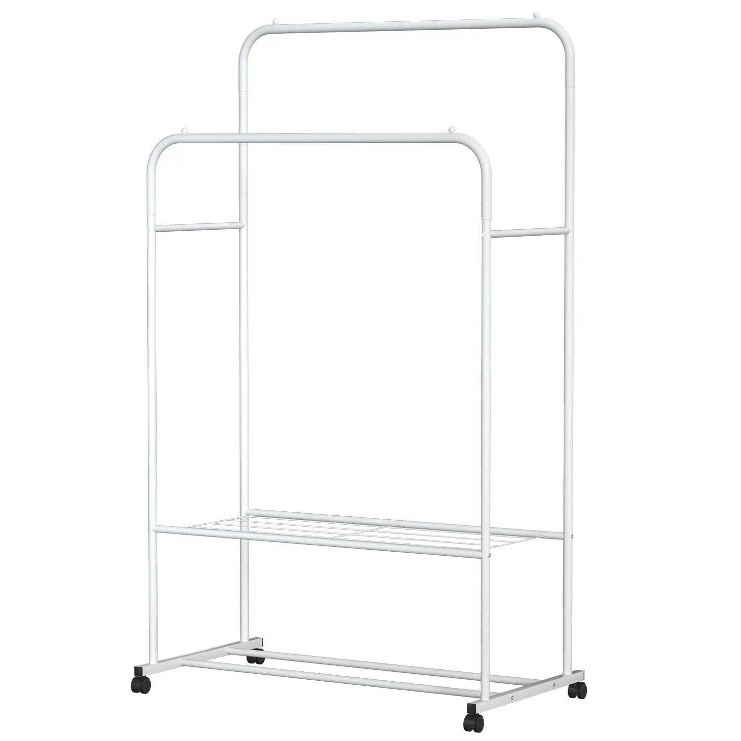 Rolling Garment Rack with Hanging Rail and Shoe Display - Clothes Organizer on Wheels