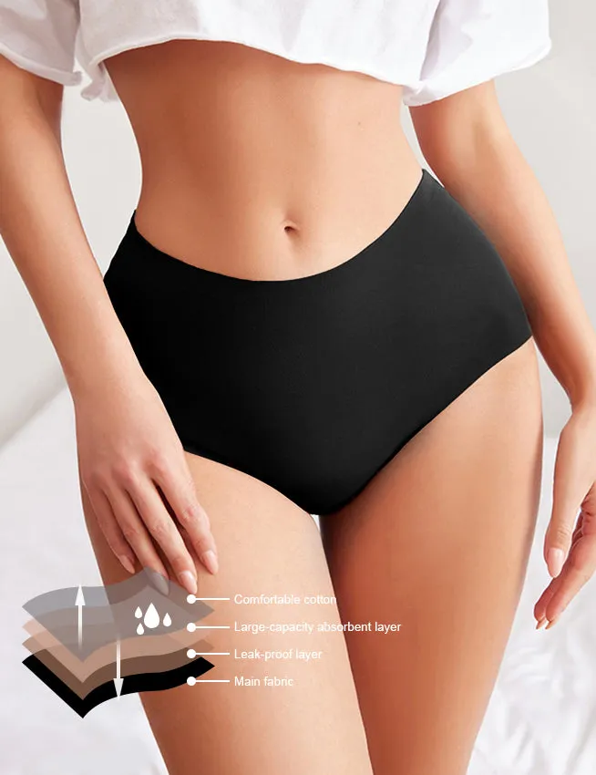 Seamless High Waisted Four Layers Leak-Proof Ice Silk Menstrual Underwear