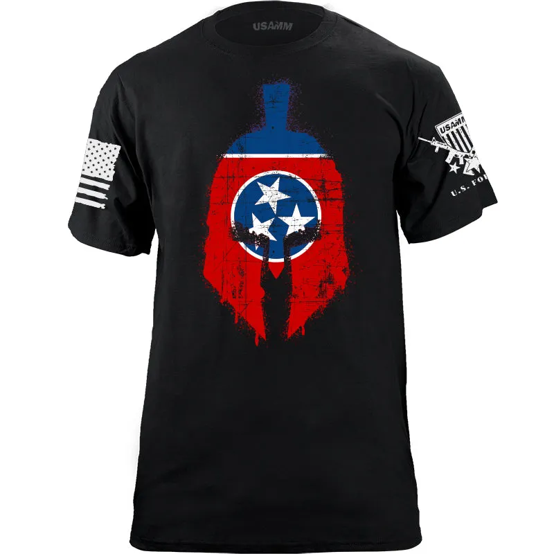 Spartan Helmet Tennessee Flag Distressed T-Shirt